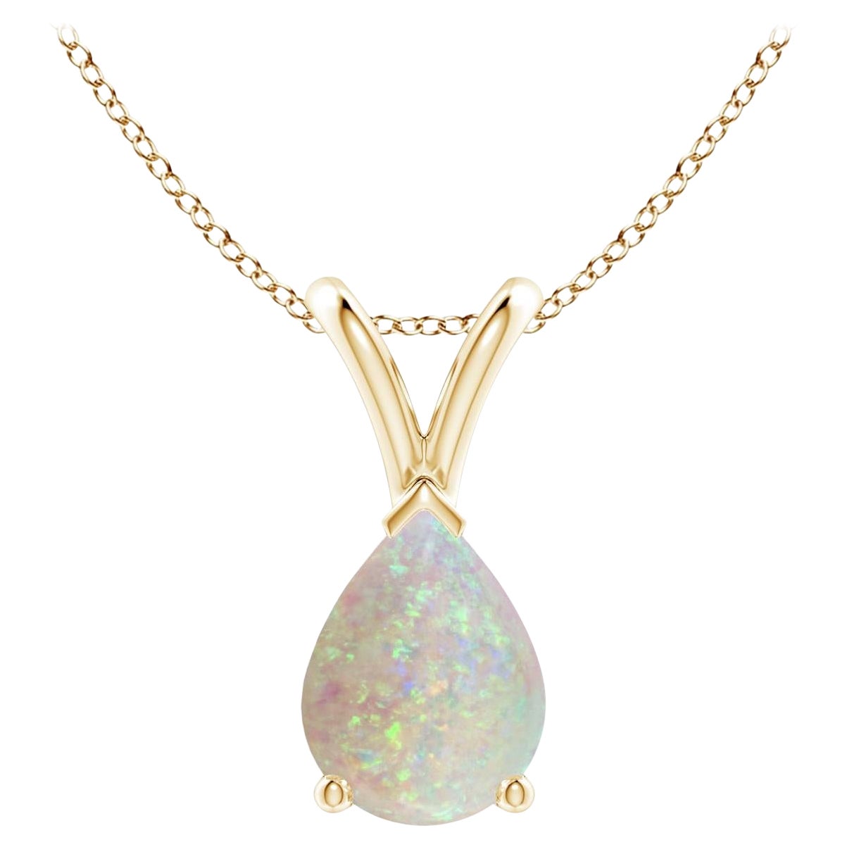 ANGARA Colgante solitario de ópalo natural en forma de pera de 0,70 ct en oro amarillo de 14 quilates