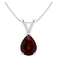 ANGARA Pendentif solitaire en platine avec grenat naturel en forme de poire de 1.30 carat