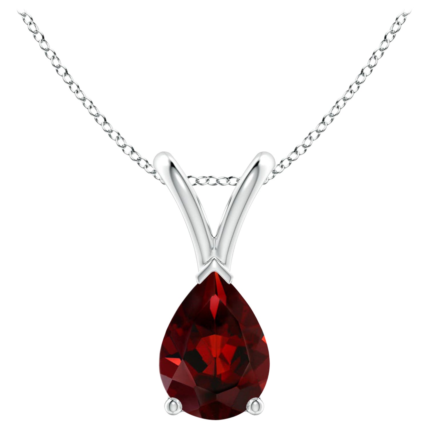 ANGARA Natural Pear-Shaped 0.85ct Garnet Solitaire Pendant in Platinum
