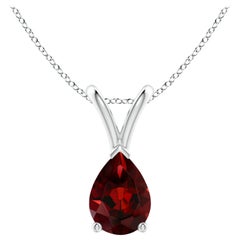 ANGARA Natural Pear-Shaped 0.85ct Garnet Solitaire Pendant in Platinum