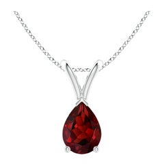 ANGARA Pendentif solitaire en platine avec grenat naturel en forme de poire de 0,85 carat