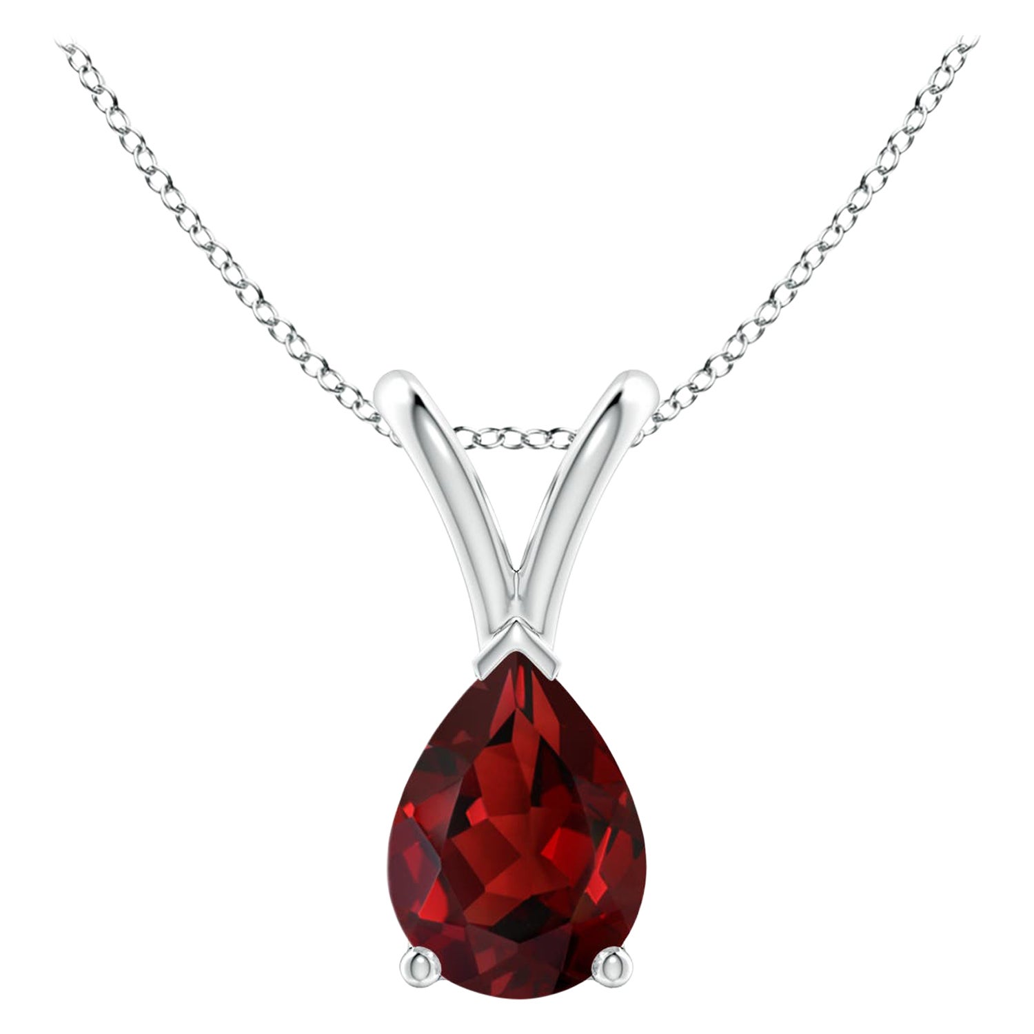 ANGARA Natural Pear-Shaped 0.85ct Garnet Solitaire Pendant in Platinum