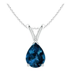 ANGARA Natural Pear-Shaped 1.25ct London Blue Topaz Pendant in Platinum
