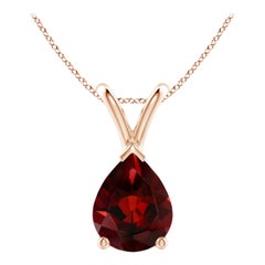 ANGARA Colgante solitario de granate natural en forma de pera de 1,80 ct en oro rosa de 14 quilates