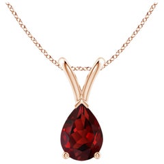 ANGARA Natural Pear-Shaped 0.85ct Garnet Solitaire Pendant in 14K Rose Gold