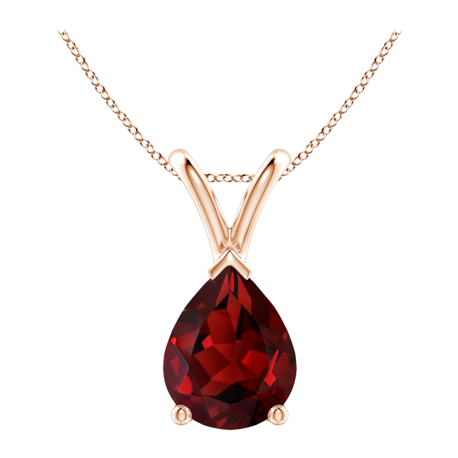 ANGARA Natural Pear-Shaped 1.80ct Garnet Solitaire Pendant in 14K Rose Gold For Sale