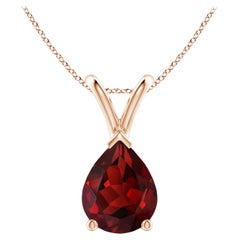 ANGARA Colgante solitario de granate natural en forma de pera de 1,80 ct en oro rosa de 14 quilates