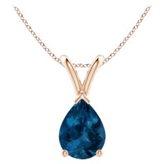 ANGARA Natural Pear-Shaped 1.25ct London Blue Topaz Pendant in 14K Rose Gold