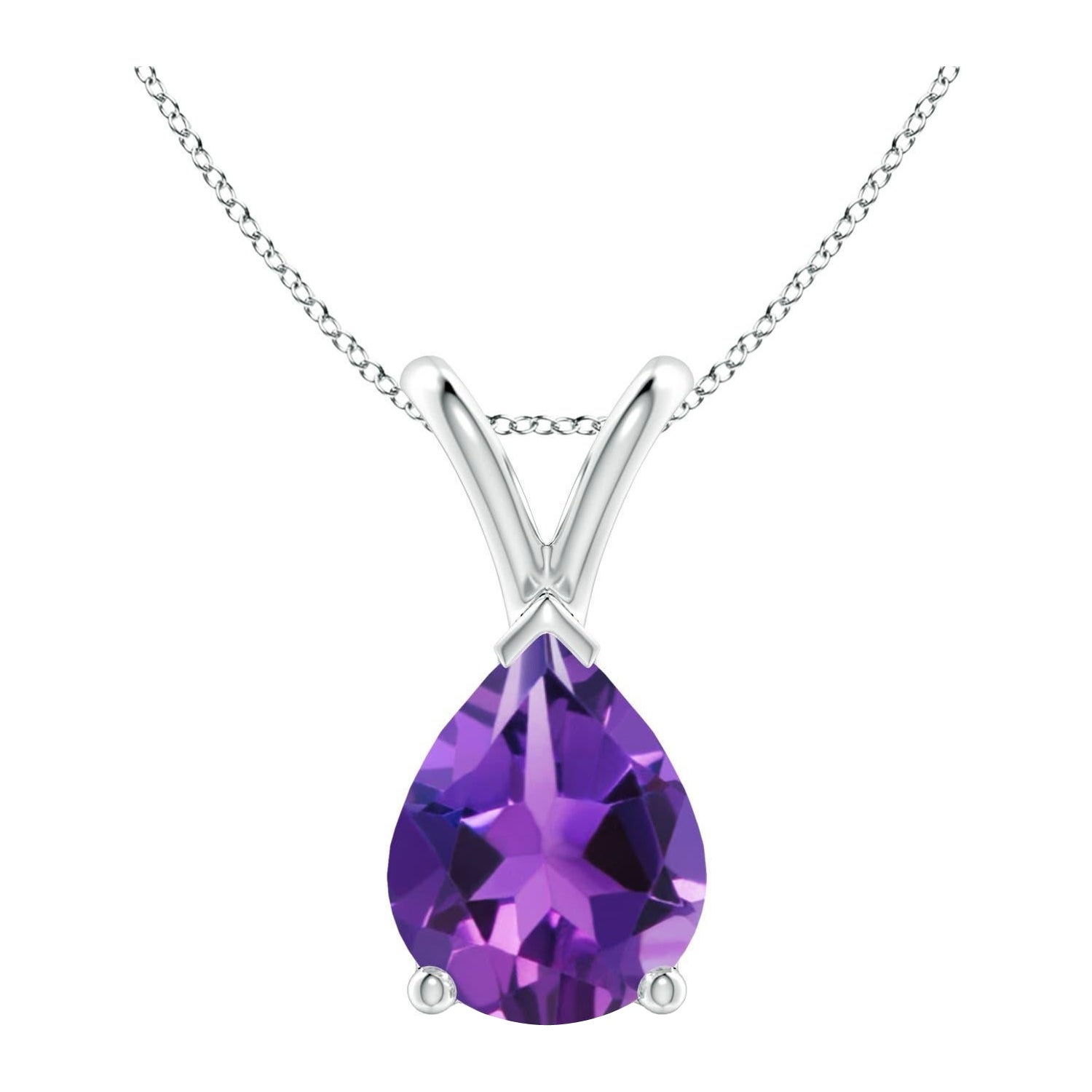 ANGARA Natural Pear-Shaped 1.5ct Amethyst Solitaire Pendant in 14K White Gold For Sale