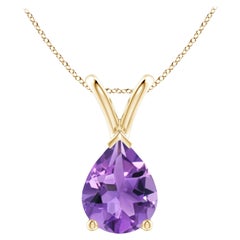 ANGARA Colgante solitario de amatista natural en forma de pera de 1,5 ct en oro amarillo de 14 quilates