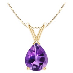 ANGARA Colgante solitario de amatista natural en forma de pera de 1,5 ct en oro amarillo de 14 quilates