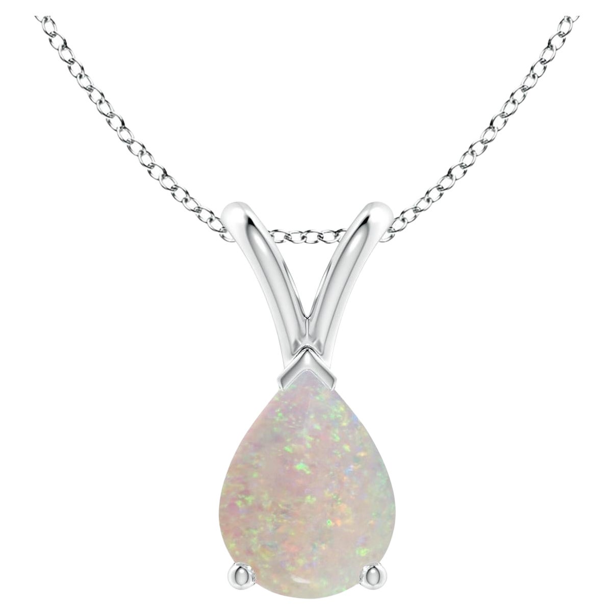 ANGARA Colgante solitario de ópalo natural en forma de pera en V de 0.70 ct en platino