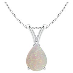 ANGARA Colgante solitario de ópalo natural en forma de pera en V de 0.70 ct en platino