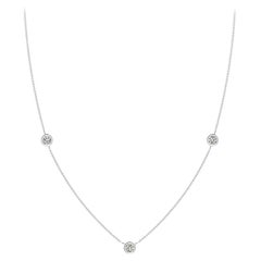 Collana con catena di diamanti tondi naturali da 0,5 carati in oro bianco 14K (colore K, I3)