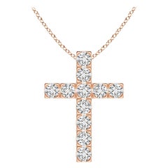 ANGARA Natural 1.17cttw Diamond Cross Pendant in 14K Rose Gold (Color- H, SI2)