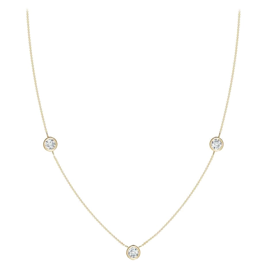Collier en or jaune 14K avec chaîne de diamants ronds naturels 0,75cttw (Couleur- G, VS2)