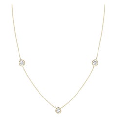 Collana con catena di diamanti tondi naturali da 0,75 carati in oro giallo 14K (colore G, VS2)
