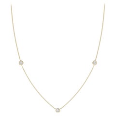 Natural Round 0.33cttw Diamond Chain Necklace in 14K Yellow Gold (Color- H, SI2)