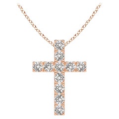ANGARA Ciondolo a croce con diamante naturale da 0,75cttw in oro rosa 14K (I-J, I1-I2)