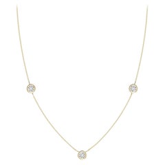 Collana con catena di diamanti tondi naturali da 0,75 carati in oro giallo 14K (H. H., SI2)