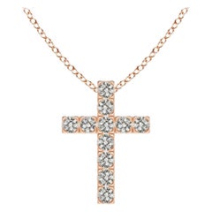 ANGARA Pendentif croix en or rose 14K avec diamant naturel 0.38cttw (Couleur- K, I3)