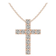 ANGARA Ciondolo a croce con diamante naturale da 0,75 carati in oro rosa 14K (colore K, I3)