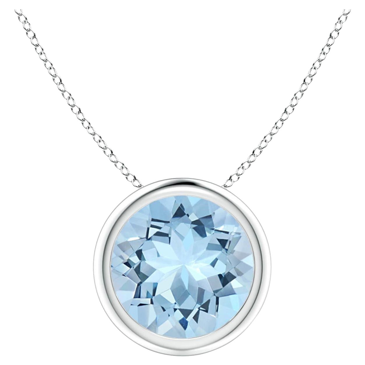 ANGARA Colgante solitario de aguamarina natural redonda de 1,60 ct en platino