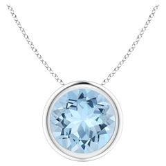 ANGARA Colgante solitario de aguamarina natural redonda de 1,60 ct en platino