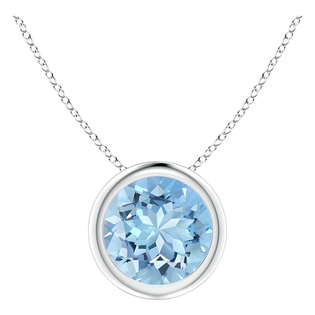 ANGARA Natural Round 1.12ct Aquamarine Solitaire Pendant in Platinum