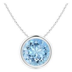ANGARA Natural Round 1.60ct Aquamarine Solitaire Pendant in Platinum