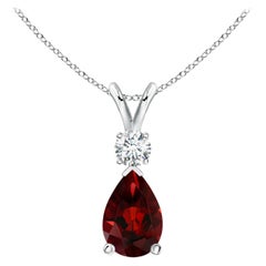 ANGARA Natural 2.10ct Garnet Teardrop Pendant with Diamond in 14K White Gold