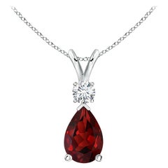 ANGARA Natural 3.50ct Garnet Teardrop Pendant with Diamond in Platinum