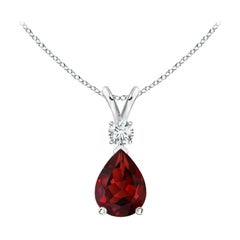 ANGARA Natural 1.30ct Garnet Teardrop Pendant with Diamond in Platinum