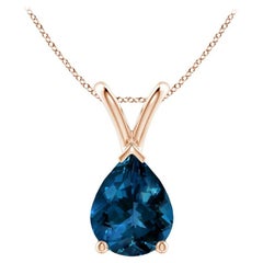 ANGARA Natural Pear-Shaped 1.90ct London Blue Topaz Pendant in 14K Rose Gold