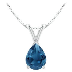 ANGARA Natural Pear-Shaped 1.25ct London Blue Topaz Pendant in 14K White Gold