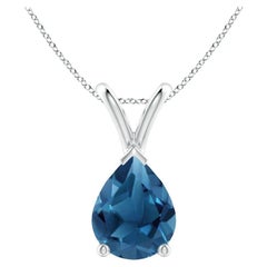 ANGARA Natural Pear-Shaped 1.90ct London Blue Topaz Pendant in 14K White Gold