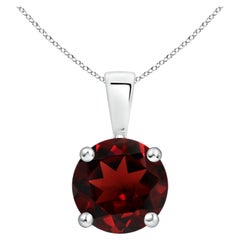 ANGARA Natural Classic Round 2.20ct Garnet Solitaire Pendant in 14K White Gold
