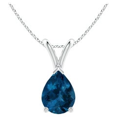 ANGARA Natural 1.25ct Pear-Shaped London Blue Topaz Pendant in 14K White Gold