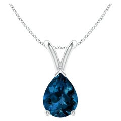 ANGARA Natural Pear-Shaped 1.25ct London Blue Topaz Pendant in 14K White Gold