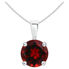 ANGARA Natural Classic Round 2.20ct Garnet Solitaire Pendant in 14K White Gold