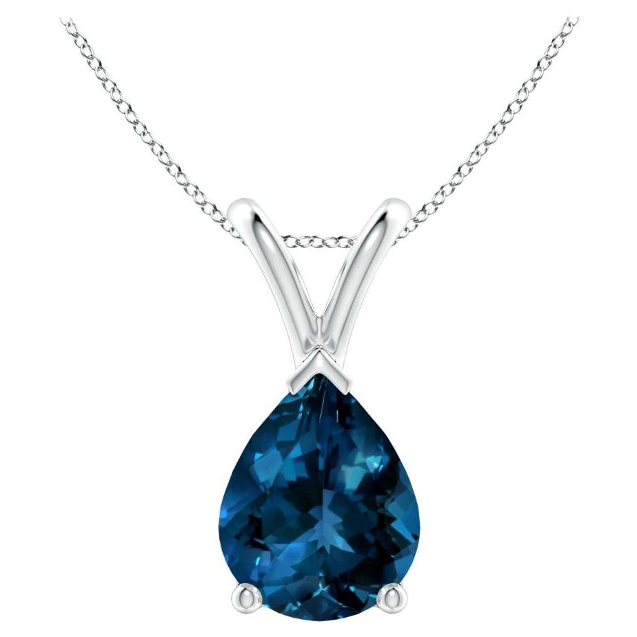 ANGARA Natural Pear-Shaped 1.90ct London Blue Topaz Pendant in 14K White Gold For Sale