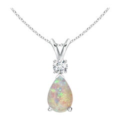 ANGARA Pendentif en platine avec opale naturelle en forme de goutte d'eau de 1,15 carat et diamants