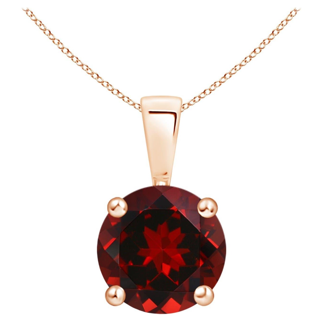 ANGARA Natural Classic Round 2.20ct Garnet Solitaire Pendant in 14K Rose Gold For Sale