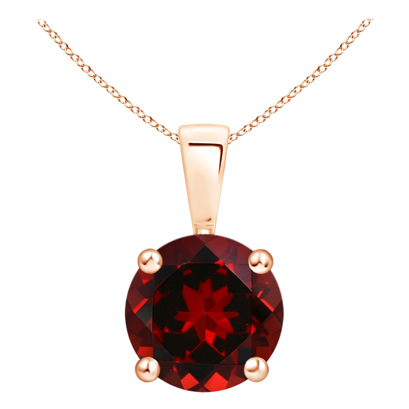 ANGARA Natural Classic Round 2.20ct Garnet Solitaire Pendant in 14K Rose Gold For Sale