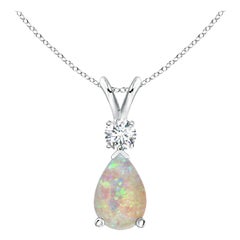 ANGARA Pendentif en platine avec opale naturelle en forme de goutte d'eau de 0,90 carat et diamant