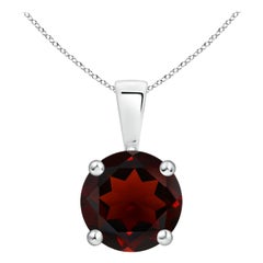 ANGARA Natural Classic Round 2.20ct Garnet Solitaire Pendant in 14K White Gold