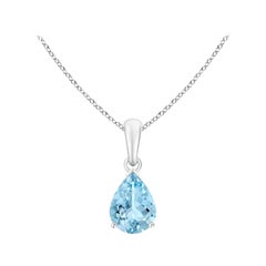 ANGARA Natural Pear-Shaped 0.85ct Aquamarine Solitaire Pendant in Platinum