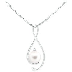 Süßwasser-Zuchtperlen-Anhänger Unendlichkeits-Anhänger mit Diamant in 14K Weißgold