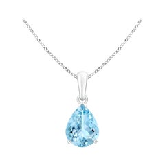 ANGARA Natural Pear-Shaped 1.25ct Aquamarine Solitaire Pendant in Platinum