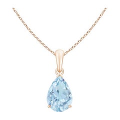 ANGARA Pendentif solitaire en or rose 14 carats avec aigue-marine naturelle en forme de poire de 1,60 carat